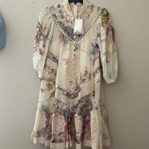 Zimmermann Jude spliced trim mini dress.